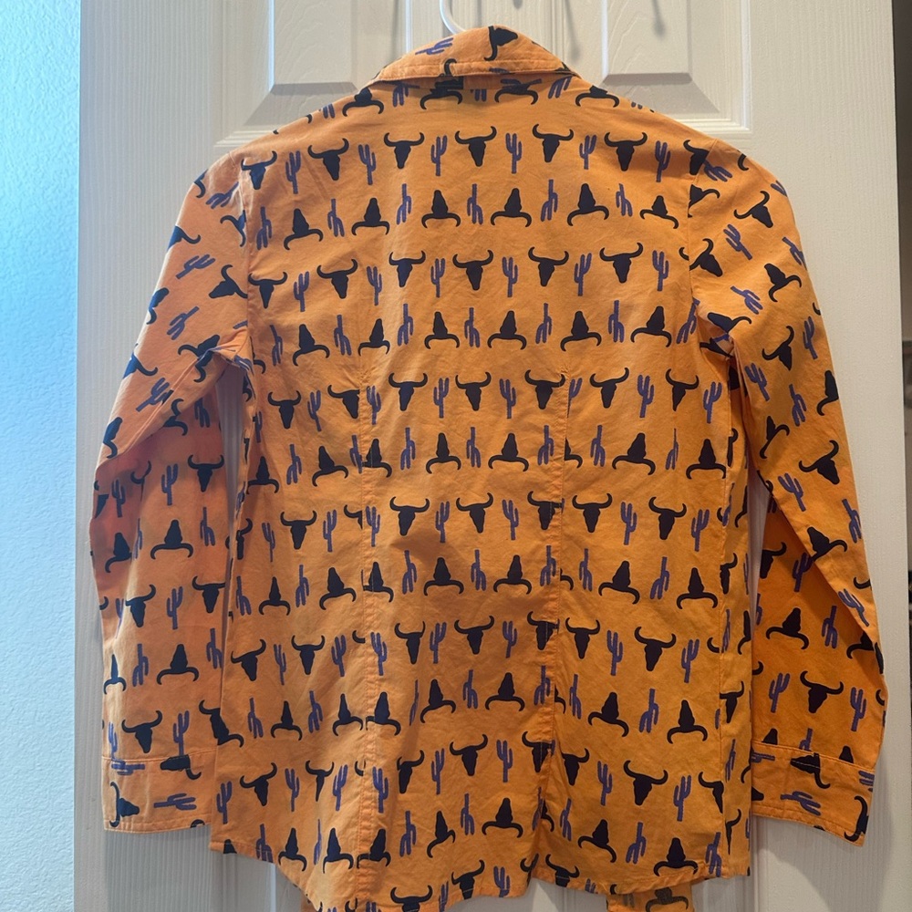 Cruel Girl Orange Shirt with Blue Cactus and Bull Design - Picture 3 of 3